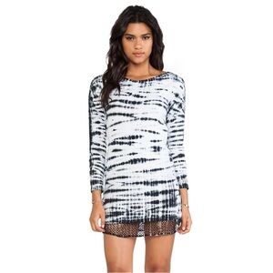 Monrow White Tiger Tie Dye Contrast Mesh Dress Revolve New With tags size XS